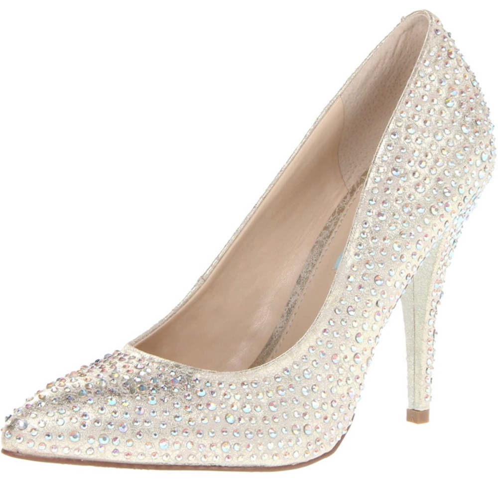 Blue by Betsey Johnson Champagne Rhinestone SB-Shine Dress Pump Heels (size 9)